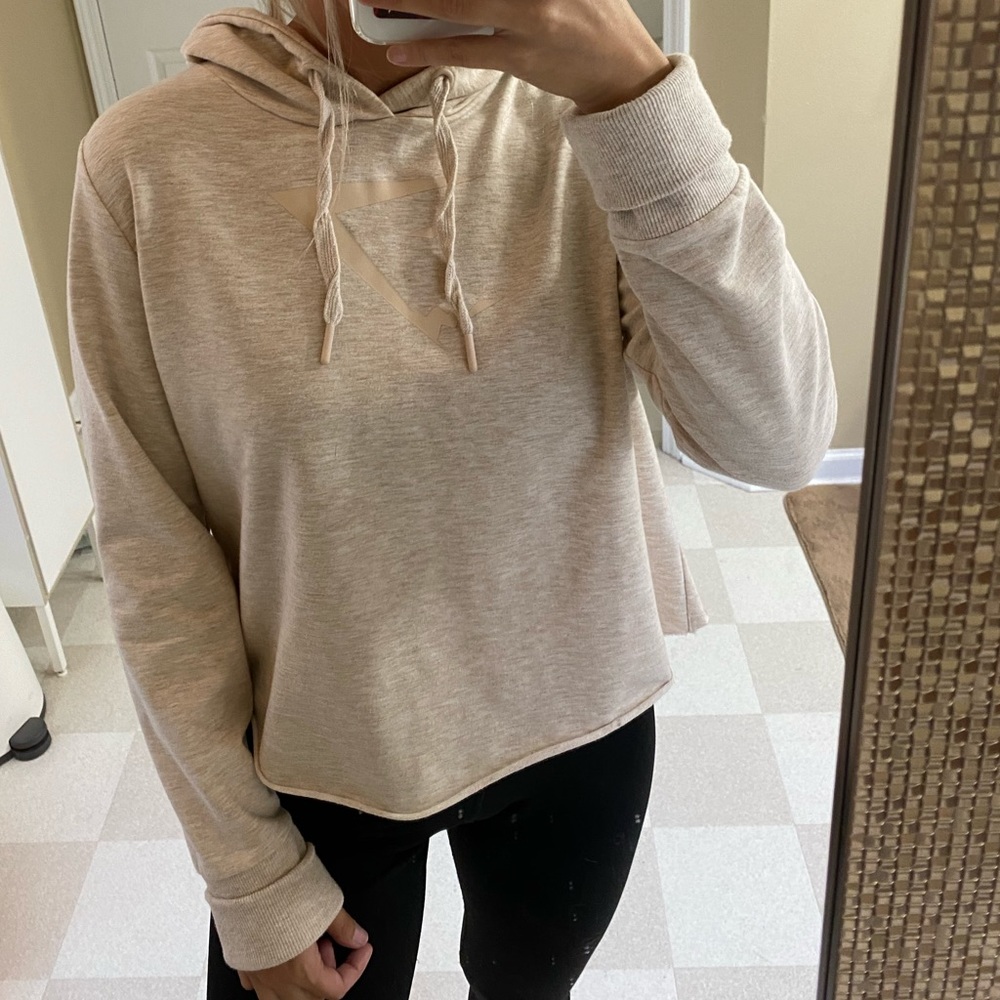 Gymshark Crossback Cropped Hoodie (sand/pink)